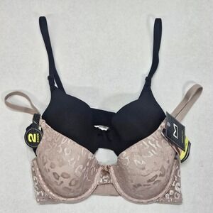 Maidenform‎ 2 Pack Bras Black Nude Lace Full Coverage Underwire 34B